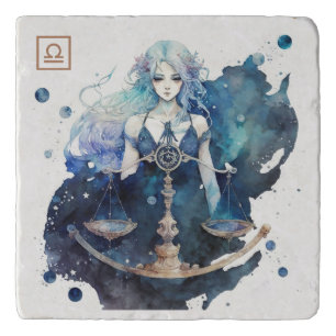 Create Your Own Blue & Teal Libra Zodiac Trivet