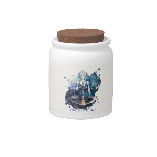 Create Your Own Blue & Teal Libra Zodiac Wish Jar (Front)