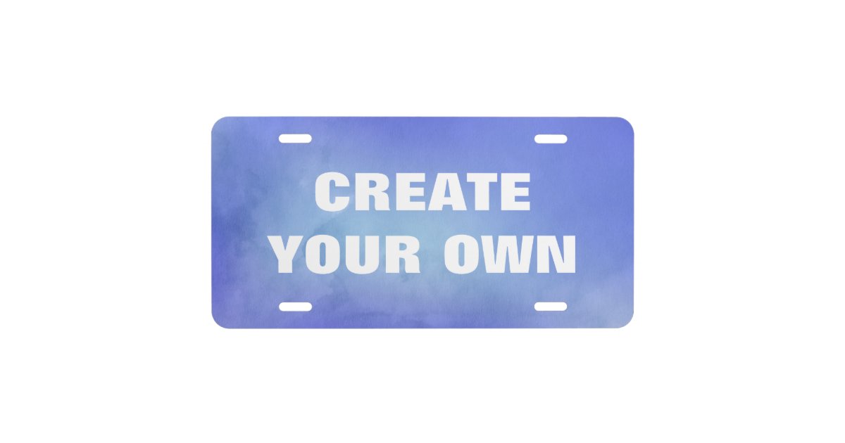 Create Your Own Blue Watercolor Painting License Plate Zazzle