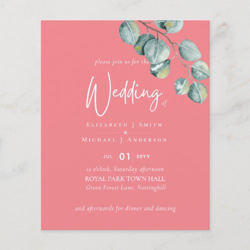 Create Your Own BLUSHROSE Eucalyptus Wedding Flyer