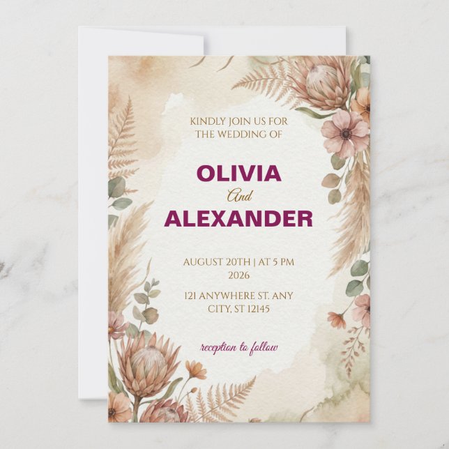 Create Your Own Bohemian Wedding Invitations (Front)