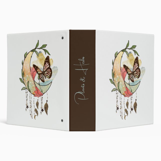 Create Your Own Boho Butterfly Moon Dreamcatcher 3 Ring Binder (Background)