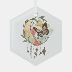 Create Your Own Boho Butterfly Moon Dreamcatcher Glass Ornament