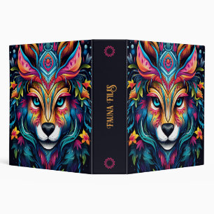 Create Your Own Boho Floral Alpha Fox Totem Animal 3 Ring Binder