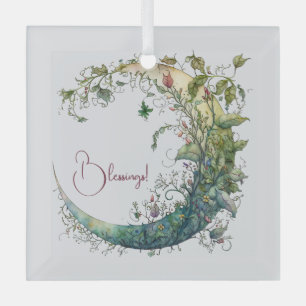 Create Your Own Boho Floral Moon Glass Ornament