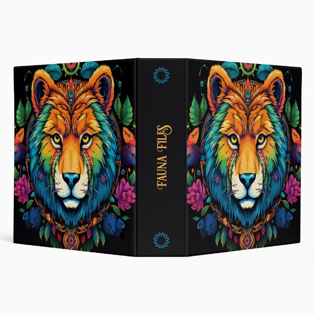 Create Your Own Boho Floral Tribal Bear 3 Ring Binder (Background)