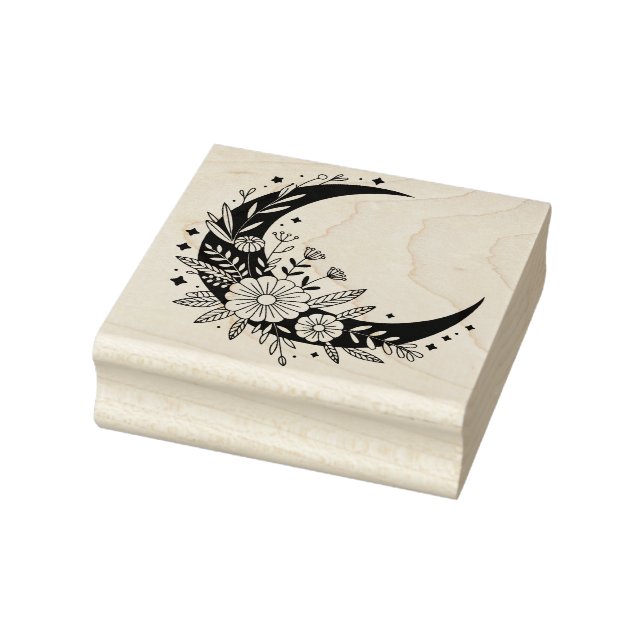 Create Your Own Boho Flower Crescent Moon Rubber Stamp (Stamp)