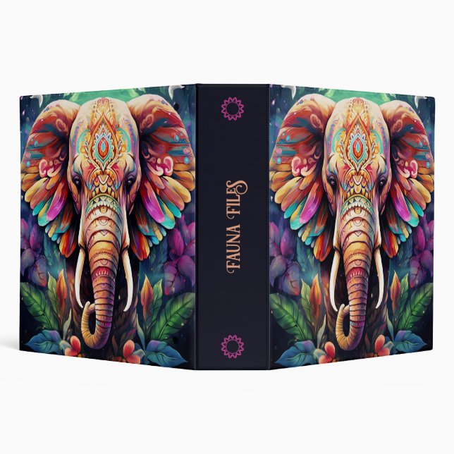 Create Your Own Boho Jungle Elephant 3 Ring Binder (Background)