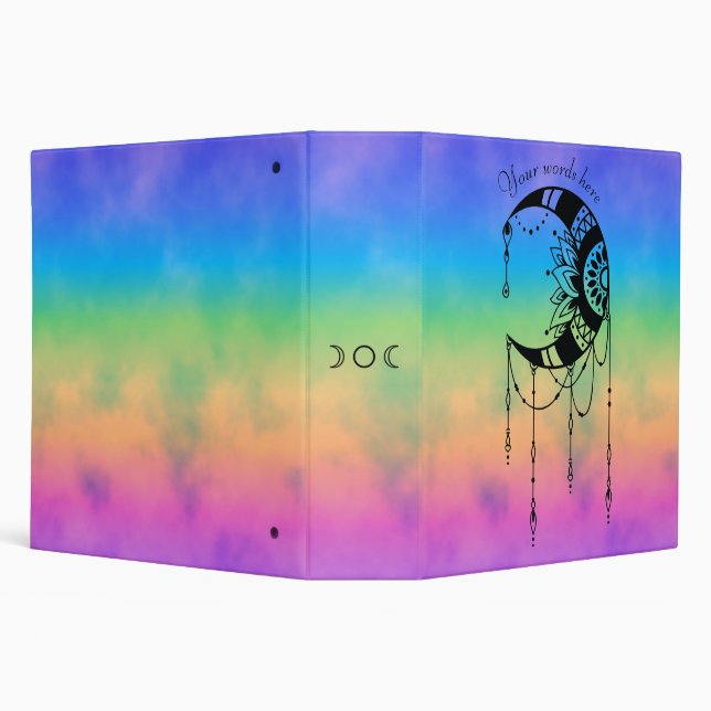 Create Your Own Boho Moon Silhouette 3 Ring Binder (Background)