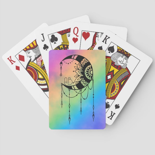 Create Your Own Boho Moon Silhouette Poker Cards (Back)