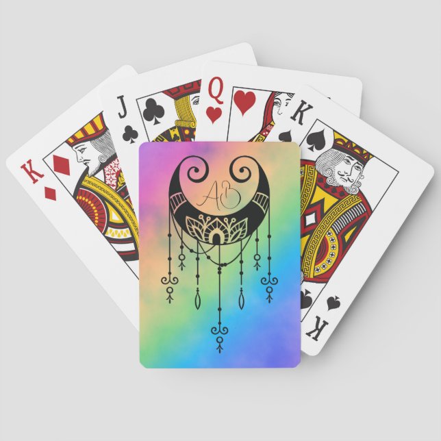 Create Your Own Boho Mystical Moon Silhouette Poker Cards (Back)