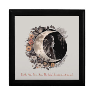 Create Your Own Boho Peach & Gray Floral Moon Gift Box