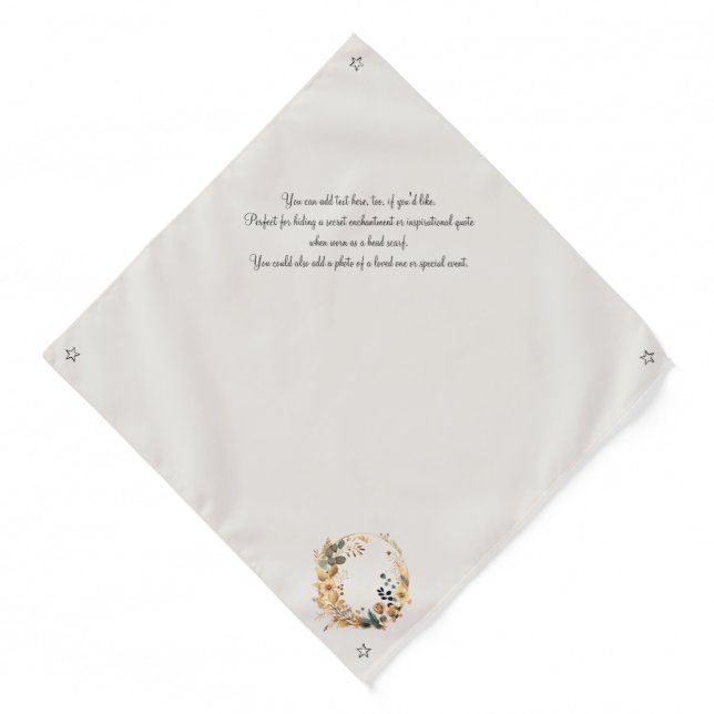 Create Your Own Boho Teal & Gold Floral Moon Bandana (Front)