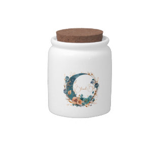 Create Your Own Boho Teal & Peach Floral Moon Candy Jar