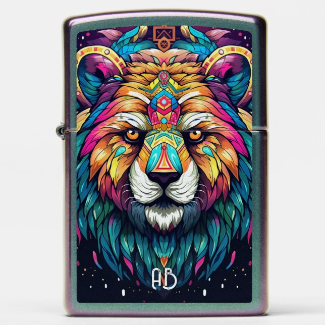Create Your Own Boho Tribal Bear Zippo Lighter (Front)