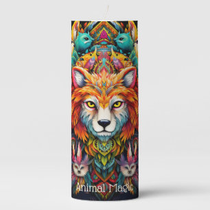 Create Your Own Boho Tribal Wolf Pillar Candle