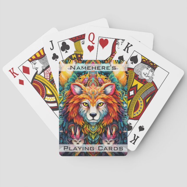 Create Your Own Boho Tribal Wolf Poker Cards