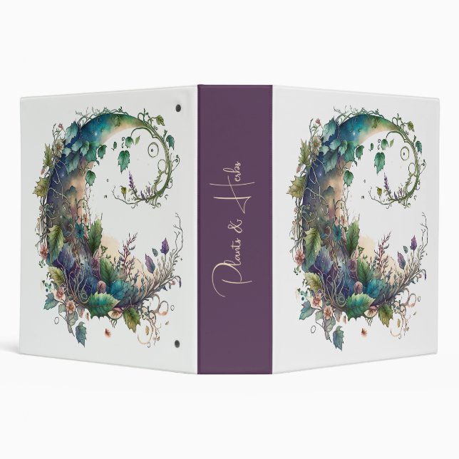 Create Your Own Boho Wildflower Ivy Moon 3 Ring Binder (Background)