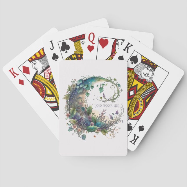 Create Your Own Boho Wildflower Ivy Moon Poker Cards (Back)