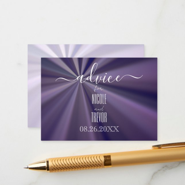 Create Your Own Bold Purple Sunburst Advice Card (Front/Back In Situ)
