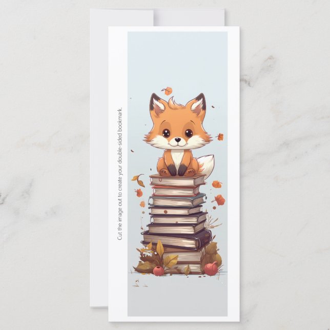 Create Your Own Book Worm Red Fox Bookmark Card (Front)