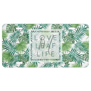 Create Your Own Botanical Leaf Pattern Monogram License Plate