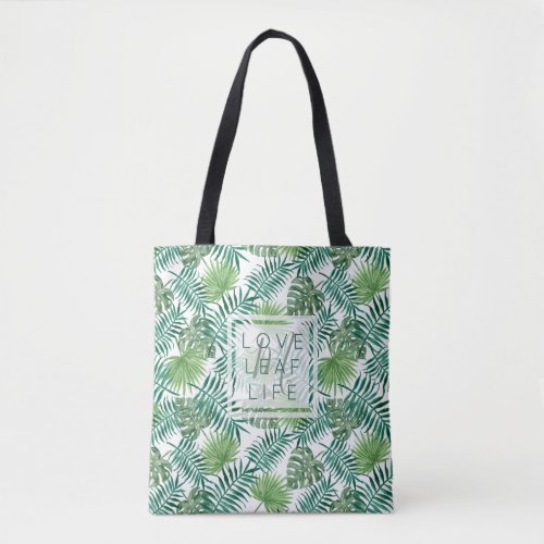Create Your Own Botanical Leaf Pattern Monogram Tote Bag