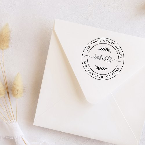 Create Your Own Botanical Leaves Return Address Rubber Stamp