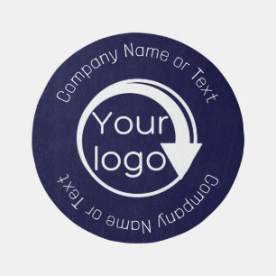 Create Your own Branding Logo Round Navy Blue Rug