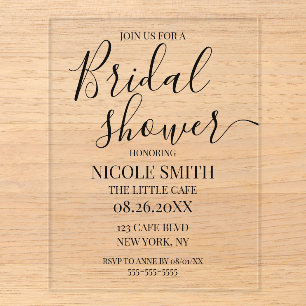 Create Your Own Bridal Shower Acrylic Invitation