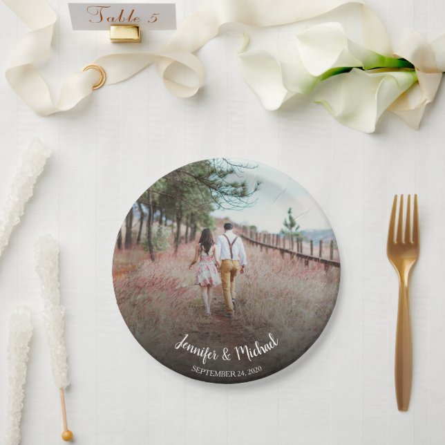 Create your own bride and groom photo wedding paper plates (Wedding)
