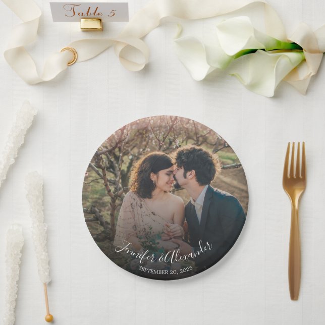 Create your own bride and groom photo wedding paper plates (Wedding)