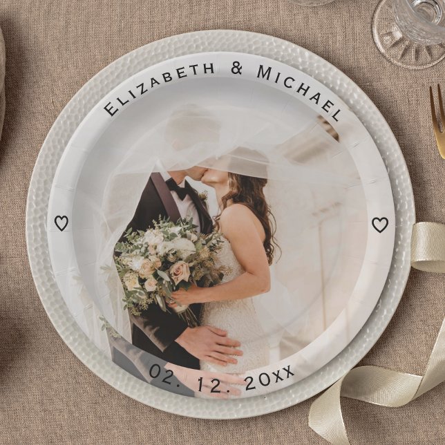 Create Your Own Bride and Groom Photo Wedding Paper Plates (Creator Uploaded)