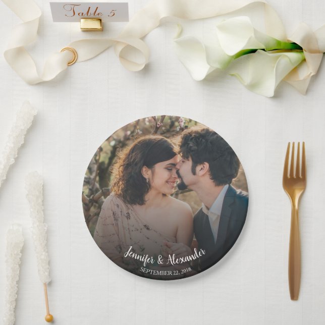 Create your own bride and groom photo wedding paper plates (Wedding)