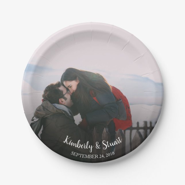 Create your own bride and groom photo wedding paper plates (Front)