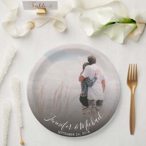 Create your own Bride and Groom wedding photo Paper Plates