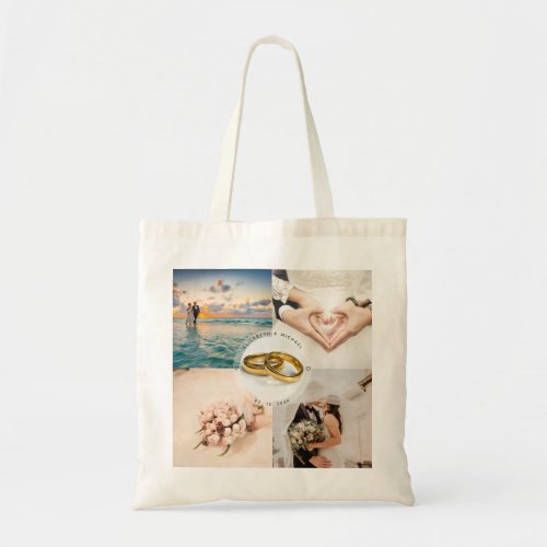 Create Your Own Bride and Groom Wedding Photo Tote Bag