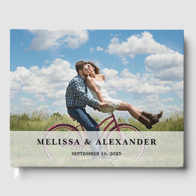 Create your own bride groom photo wedding modern guest book (Front)