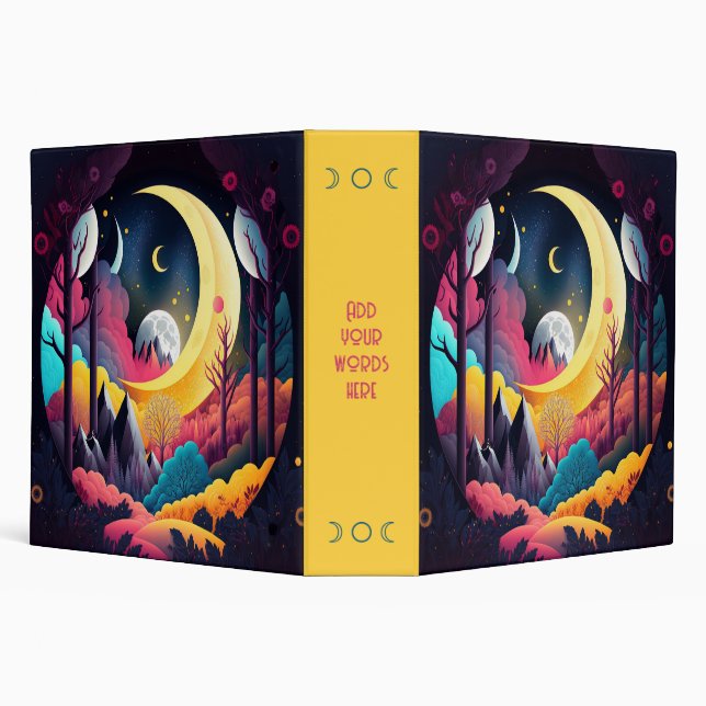 Create Your Own Bright Crescent Moon Forest 3 Ring Binder (Background)