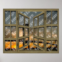 Create Your Own Brown 24 Pane Open Window Poster