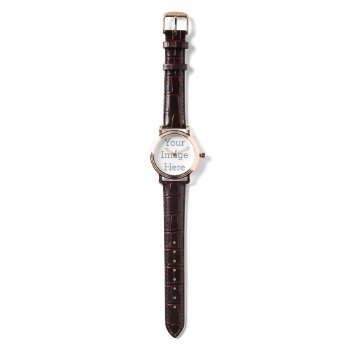 Create Your Own Brown Strapped Rose Gold Watch by zazzle_templates at Zazzle