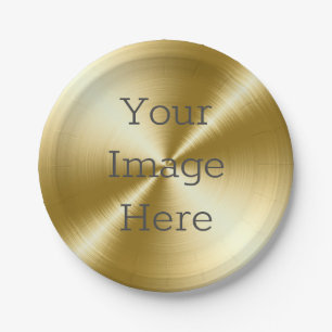 Create Your Own Brushed Radial 14k Gold Metallic Paper Plates