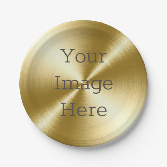 Create Your Own Brushed Radial 14k Gold Metallic Paper Plates (Front)