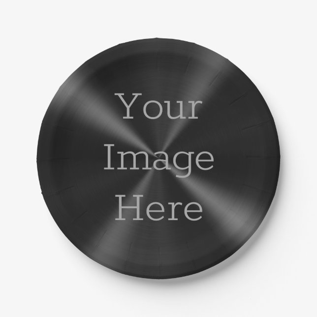 Create Your Own Brushed Radial Jet Black Metal Paper Plates (Front)