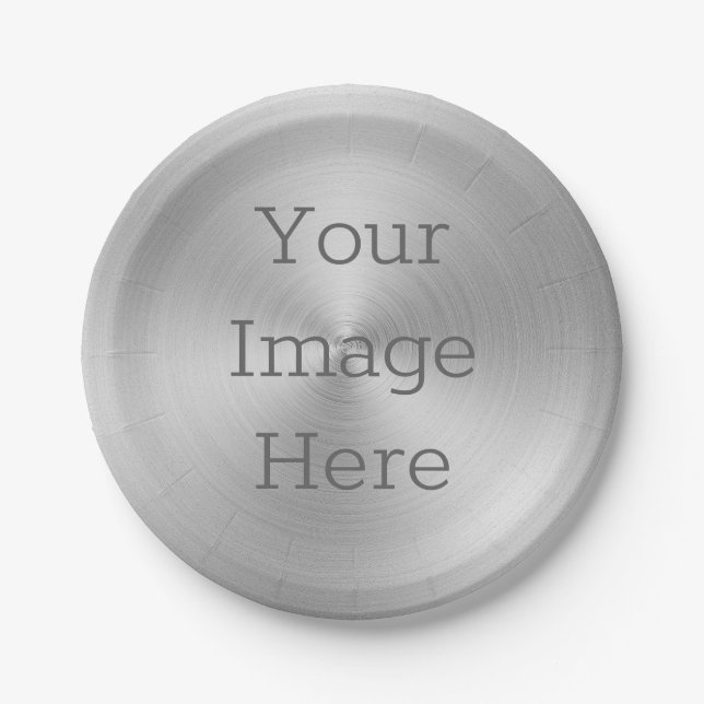 Create Your Own Brushed Radial Platinum Silver Paper Plates (Front)