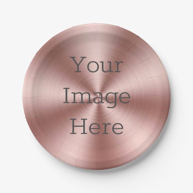 Create Your Own Brushed Radial Rose Gold Metallic Paper Plates (Front)