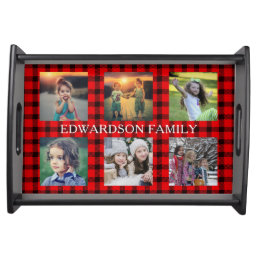 Create your own buffalo plaid photo collage family serving tray