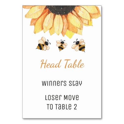 Create Your Own Bunco Sunflower Bee Table Card