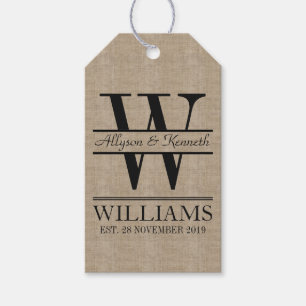 Create Your Own Burlap Logo Anniversary Monogram Gift Tags