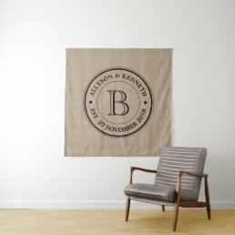 Create Your Own Burlap Logo Anniversary Monogram Tapestry